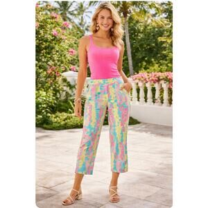 VTG Lilly Pulitzer Snappy Dragon Crop Pants 10 Preppy Resort Summer Spring Ankle